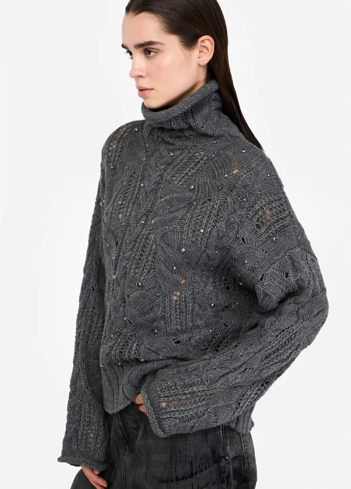 Liu Jo Jersey de cuello alto con pedrería-Mujer Cárdigans Y Jerséis
