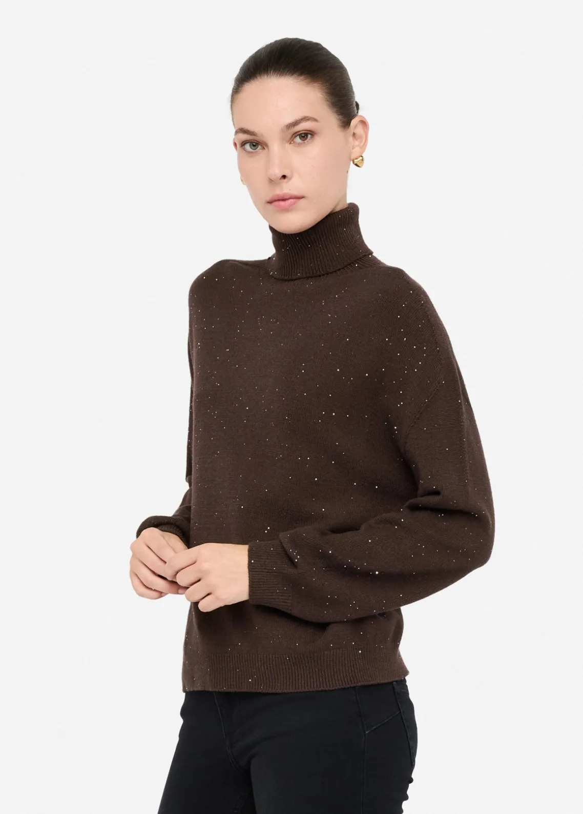 Liu Jo Jersey de cuello alto con microlentejuelas-Mujer Cárdigans Y Jerséis