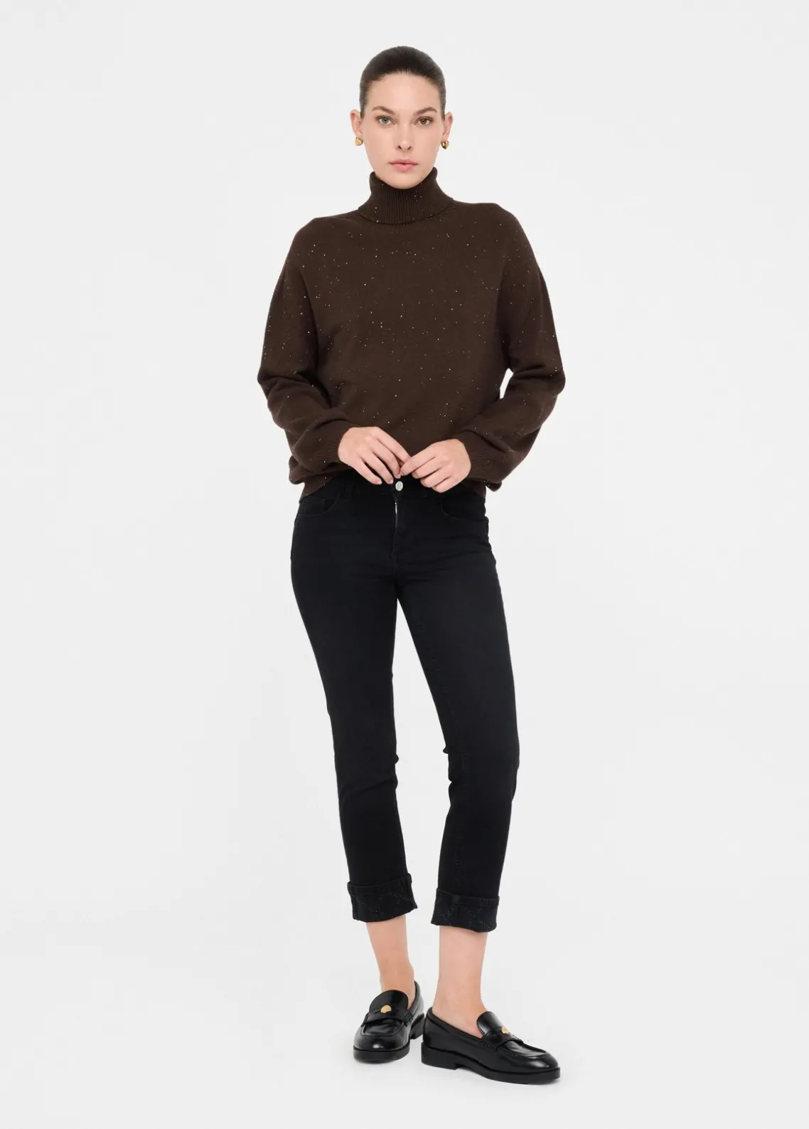 Liu Jo Jersey de cuello alto con microlentejuelas-Mujer Cárdigans Y Jerséis