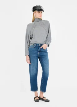 Liu Jo Jersey de cuello alto de lana con encaje-Mujer Cárdigans Y Jerséis