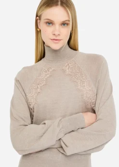 Liu Jo Jersey de cuello alto de lana con encaje-Mujer Cárdigans Y Jerséis