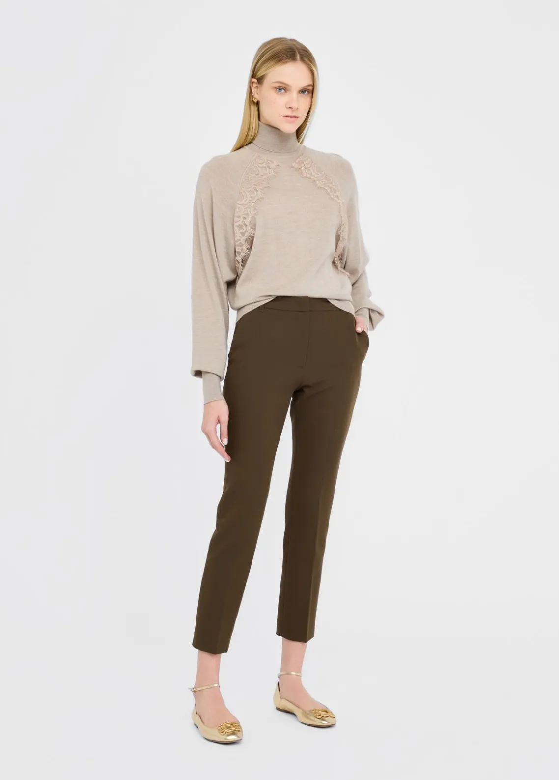 Liu Jo Jersey de cuello alto de lana con encaje-Mujer Cárdigans Y Jerséis