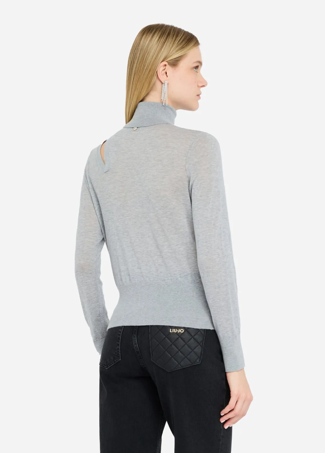 Liu Jo Jersey de cuello alto de algodón y cachemira-Mujer Cárdigans Y Jerséis