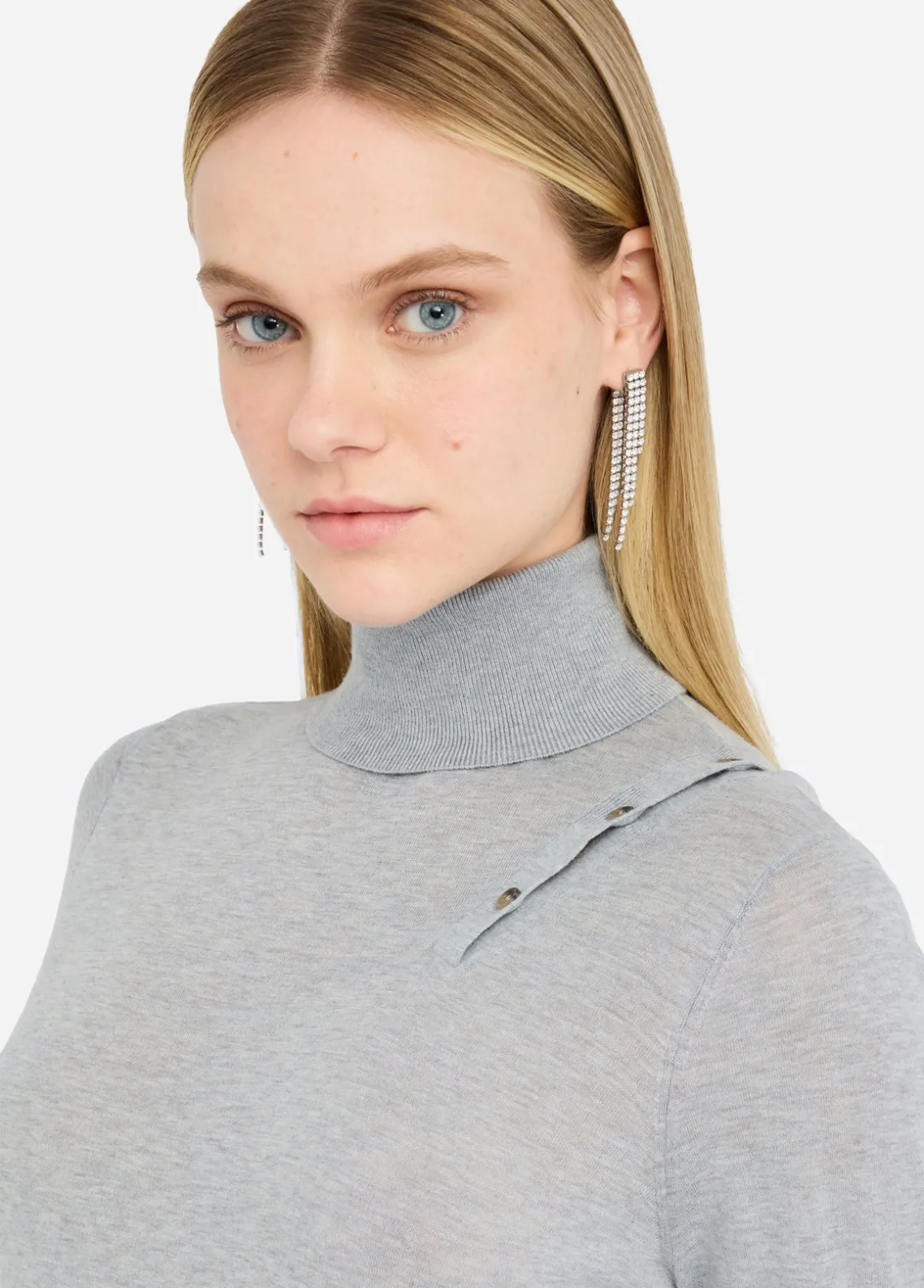 Liu Jo Jersey de cuello alto de algodón y cachemira-Mujer Cárdigans Y Jerséis