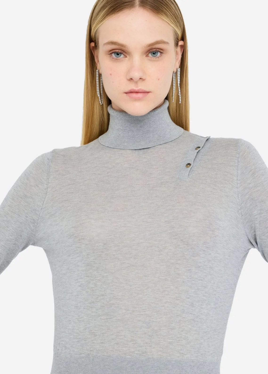 Liu Jo Jersey de cuello alto de algodón y cachemira-Mujer Cárdigans Y Jerséis