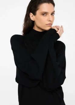 Liu Jo Jersey de cuello alto de lana con encaje-Mujer Cárdigans Y Jerséis