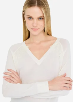 Liu Jo Jersey de lana con encaje-Mujer Cárdigans Y Jerséis