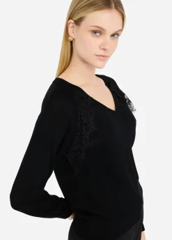 Liu Jo Jersey de lana con encaje-Mujer Cárdigans Y Jerséis