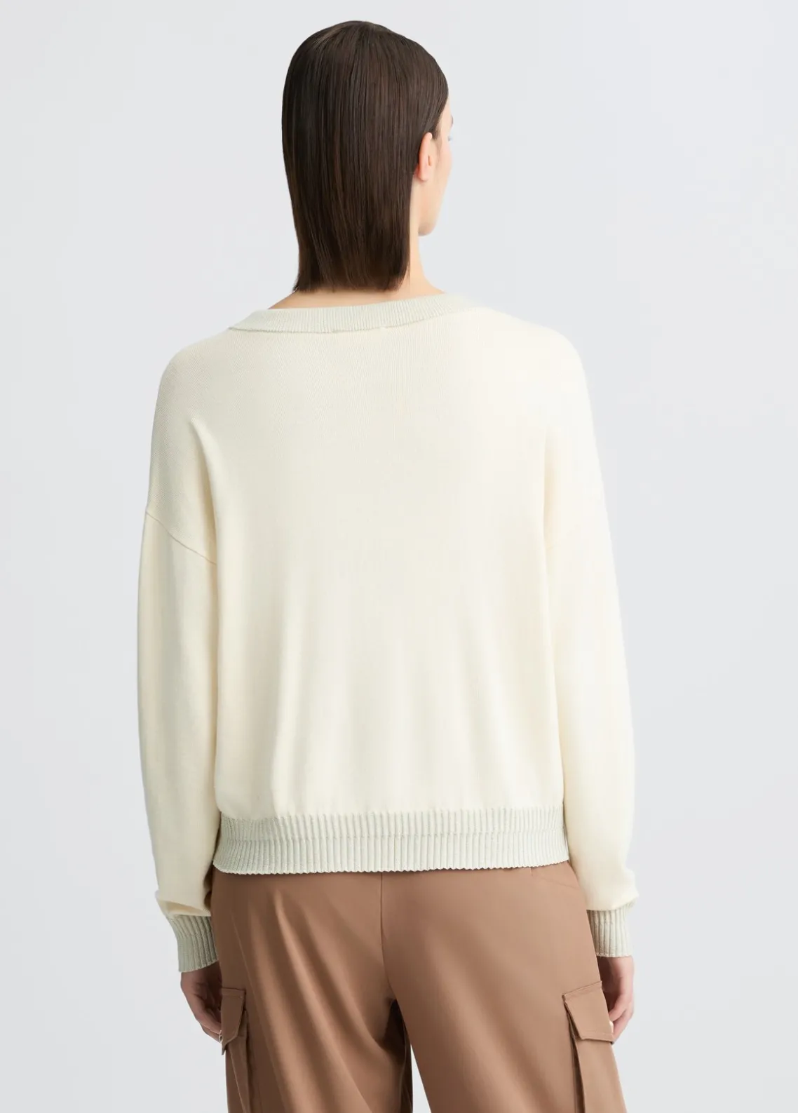 Liu Jo Jersey marfil con cuello de pico-Mujer Cárdigans Y Jerséis
