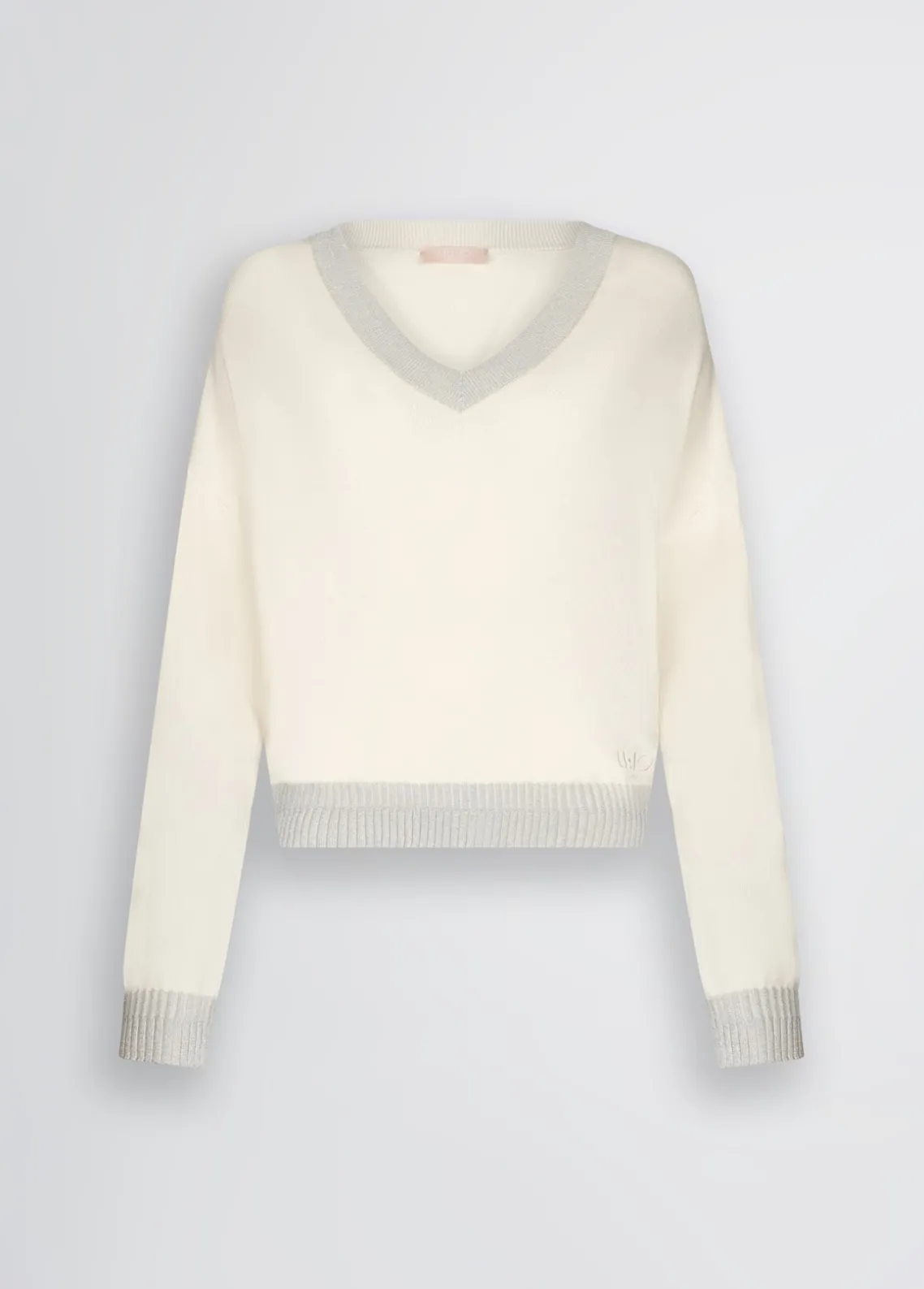 Liu Jo Jersey marfil con cuello de pico-Mujer Cárdigans Y Jerséis