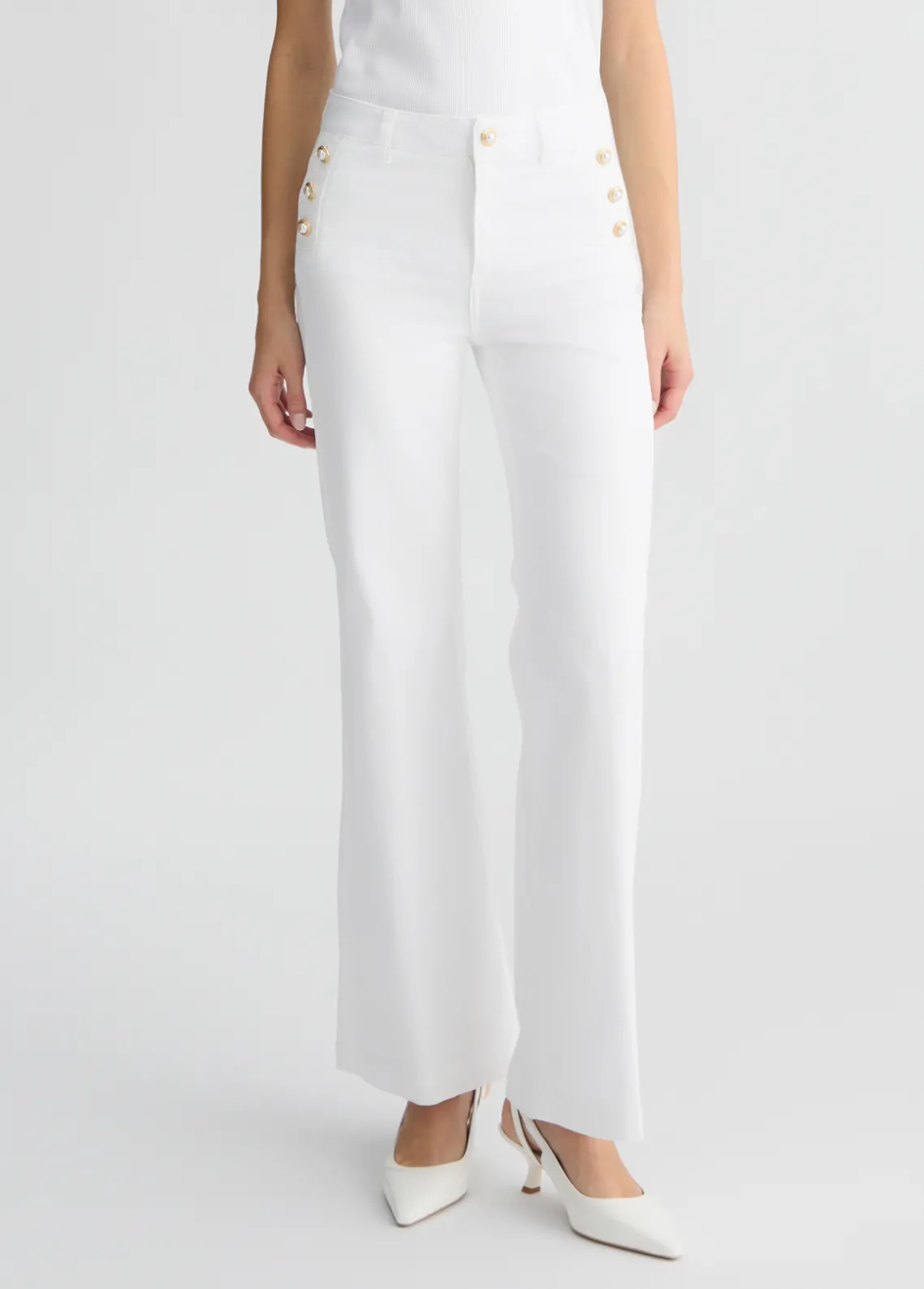 Liu Jo Pantalón acampanado con botones-Mujer Pantalones