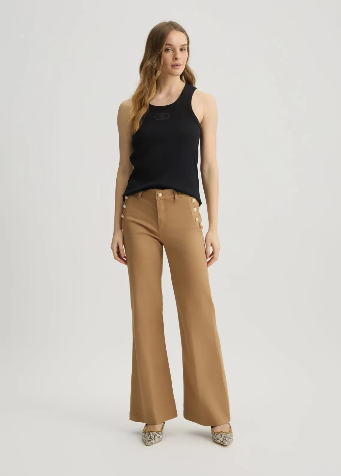 Liu Jo Pantalón acampanado con botones-Mujer Pantalones