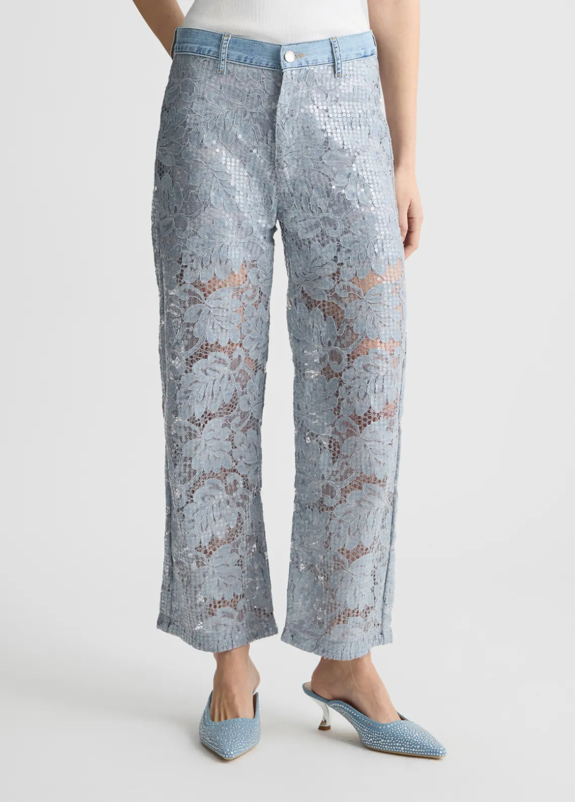 Liu Jo Pantalón acampanado de encaje-Mujer Pantalones