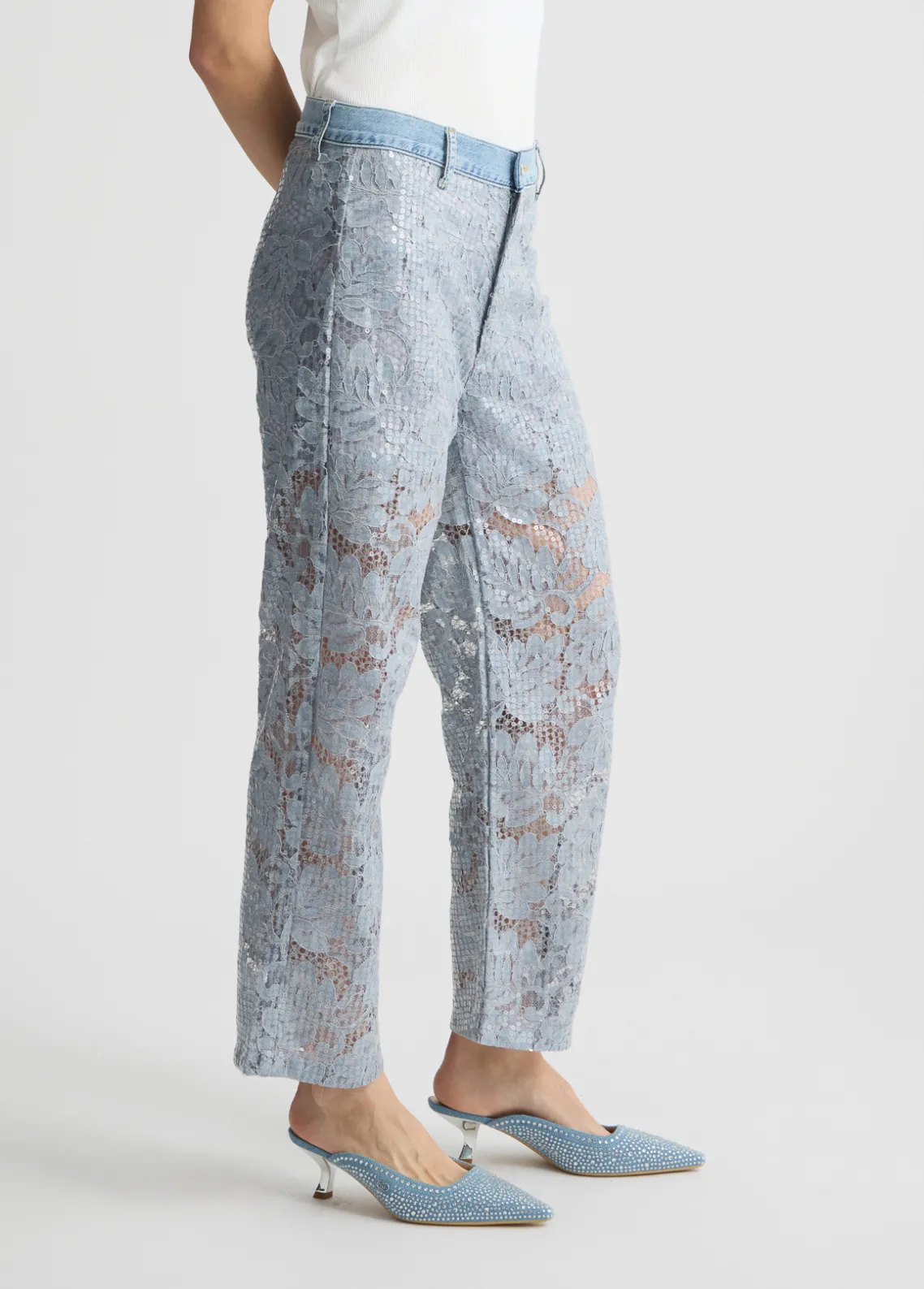 Liu Jo Pantalón acampanado de encaje-Mujer Pantalones