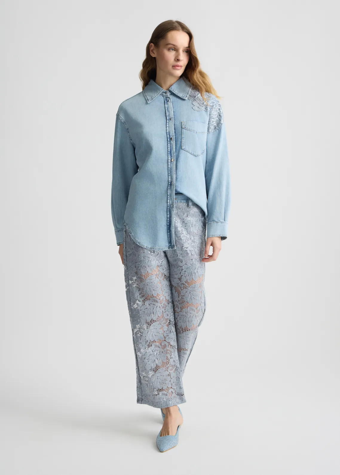 Liu Jo Pantalón acampanado de encaje-Mujer Pantalones
