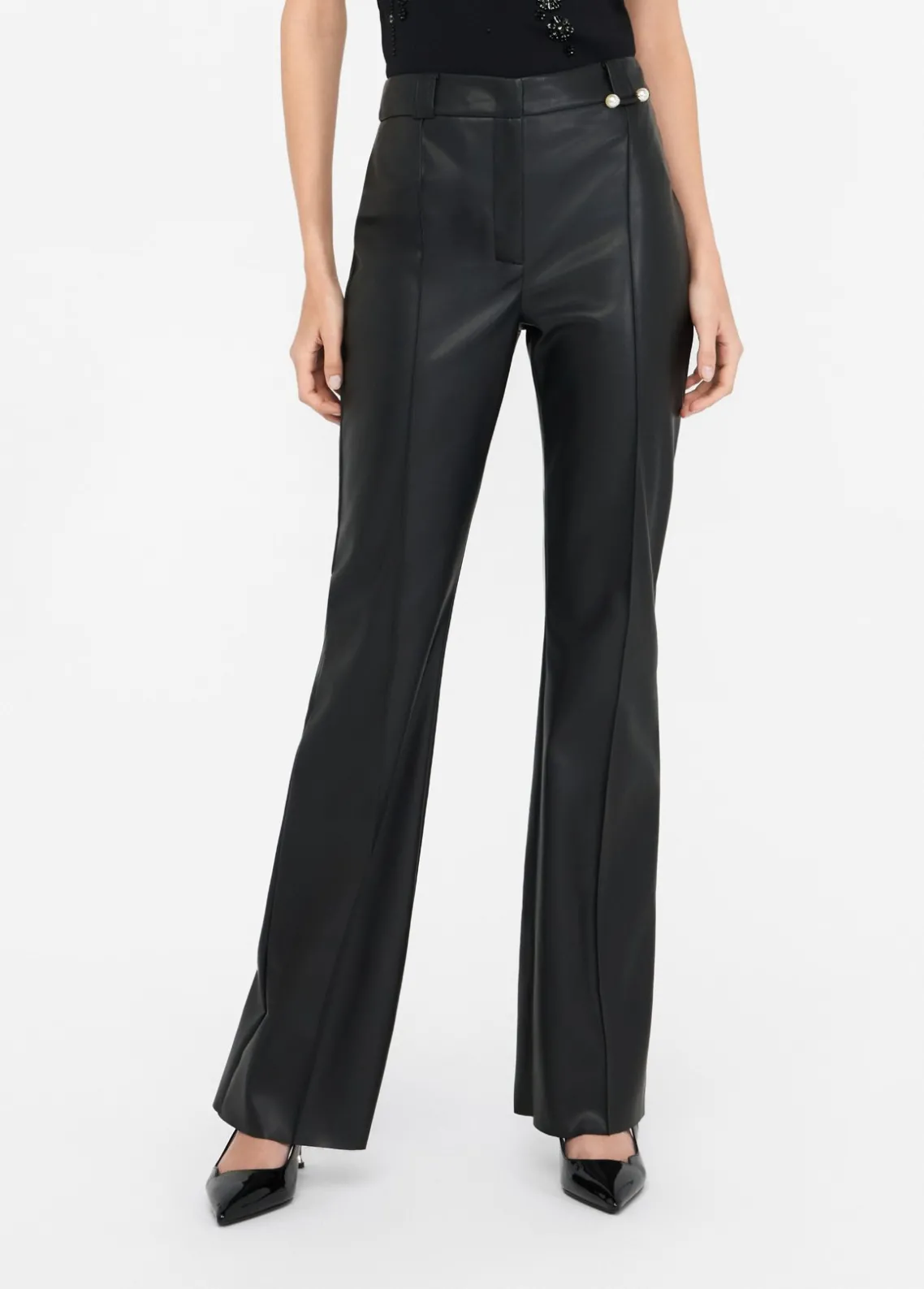 Liu Jo Pantalón acampanado de tejido revestido-Mujer Pantalones