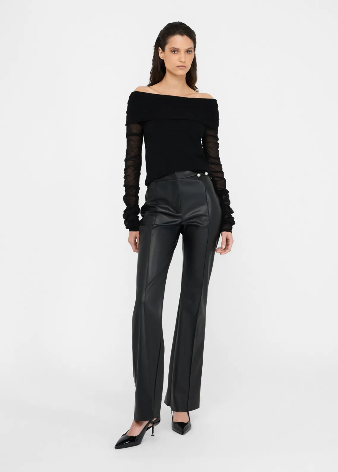 Liu Jo Pantalón acampanado de tejido revestido-Mujer Pantalones