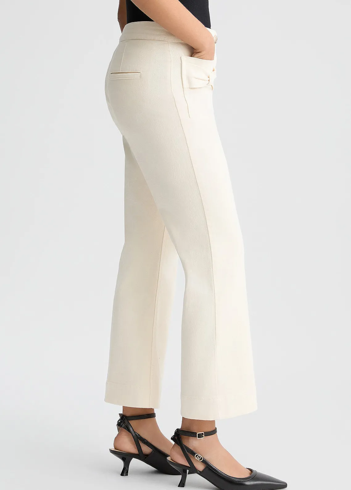Liu Jo Pantalón acampanado tobillero de algodón-Mujer Pantalones