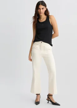 Liu Jo Pantalón acampanado tobillero de algodón-Mujer Pantalones