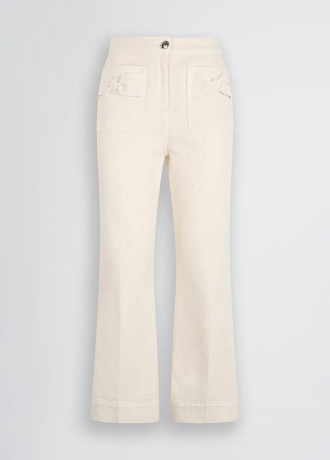 Liu Jo Pantalón acampanado tobillero de algodón-Mujer Pantalones