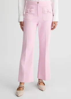 Liu Jo Pantalón acampanado tobillero de algodón-Mujer Pantalones