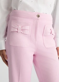 Liu Jo Pantalón acampanado tobillero de algodón-Mujer Pantalones