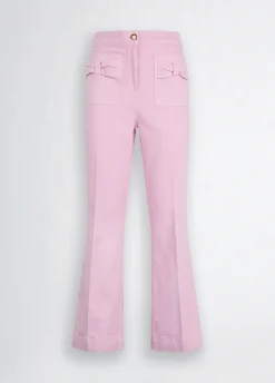Liu Jo Pantalón acampanado tobillero de algodón-Mujer Pantalones