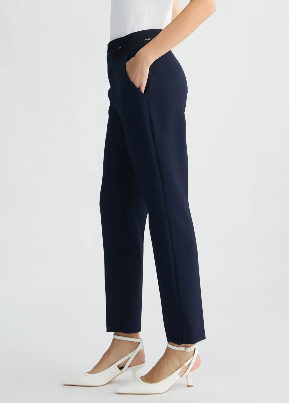 Liu Jo Pantalón con cinturilla con logotipo-Mujer Pantalones|Tailleur