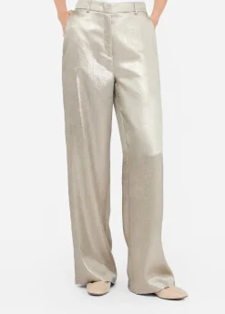 Liu Jo Pantalón de crepé laminado-Mujer Pantalones