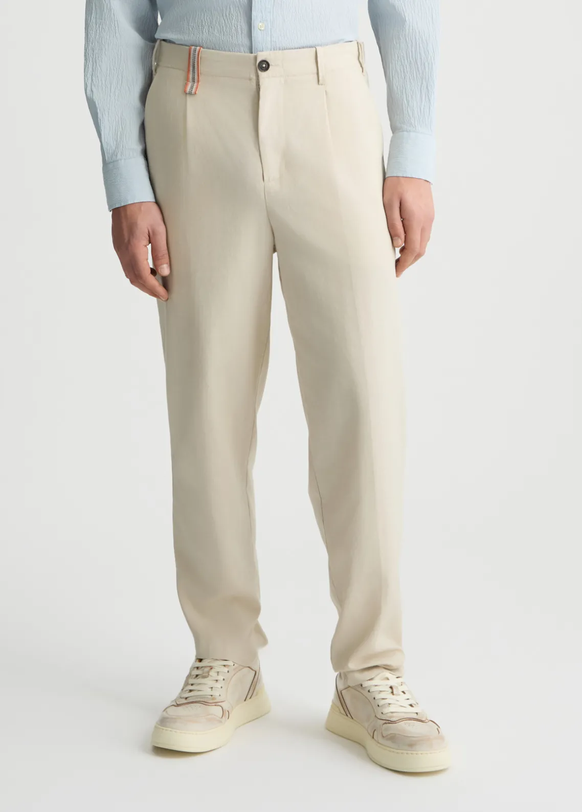 Liu Jo Pantalón de jacquard de mezcla de lino-Hombre Pantalones