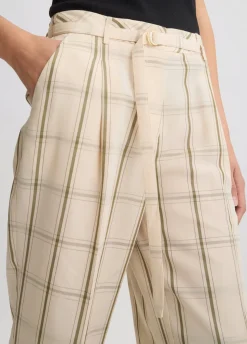 Liu Jo Pantalón de mezcla de lino a cuadros-Mujer Pantalones|Tailleur