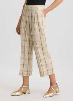 Liu Jo Pantalón de mezcla de lino a cuadros-Mujer Pantalones|Tailleur