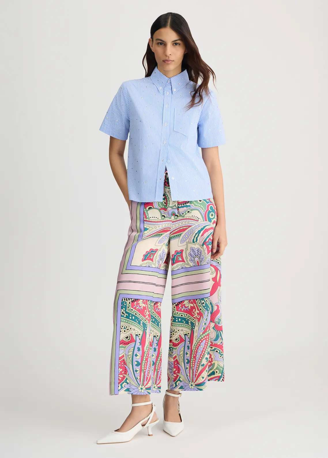 Liu Jo Pantalón de raso estampado-Mujer Pantalones