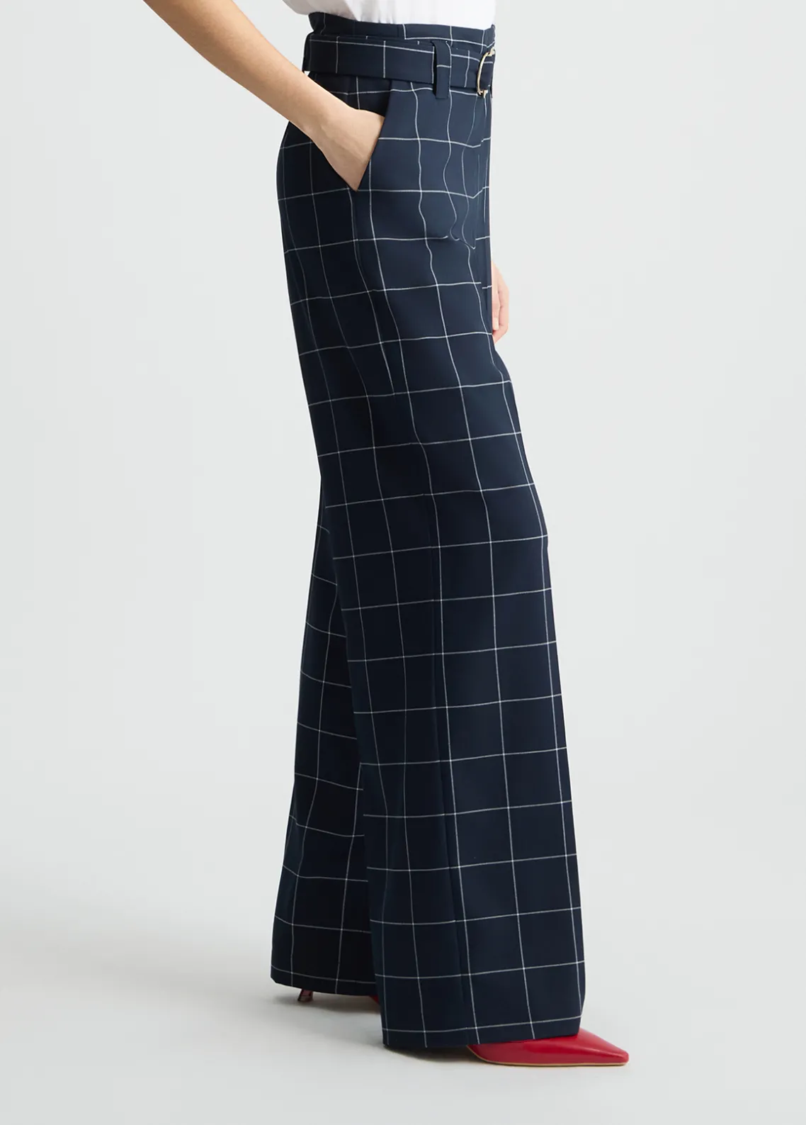 Liu Jo Pantalón de talle alto con estampado de cuadros-Mujer Pantalones|Tailleur