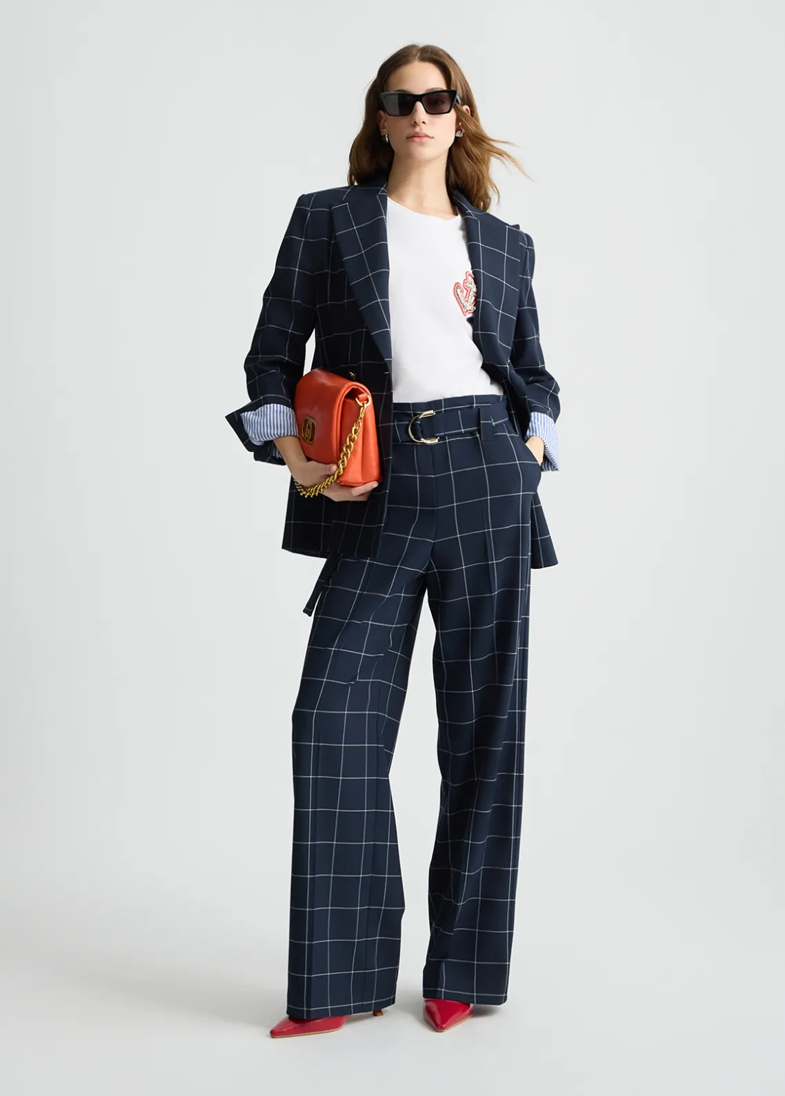 Liu Jo Pantalón de talle alto con estampado de cuadros-Mujer Pantalones|Tailleur