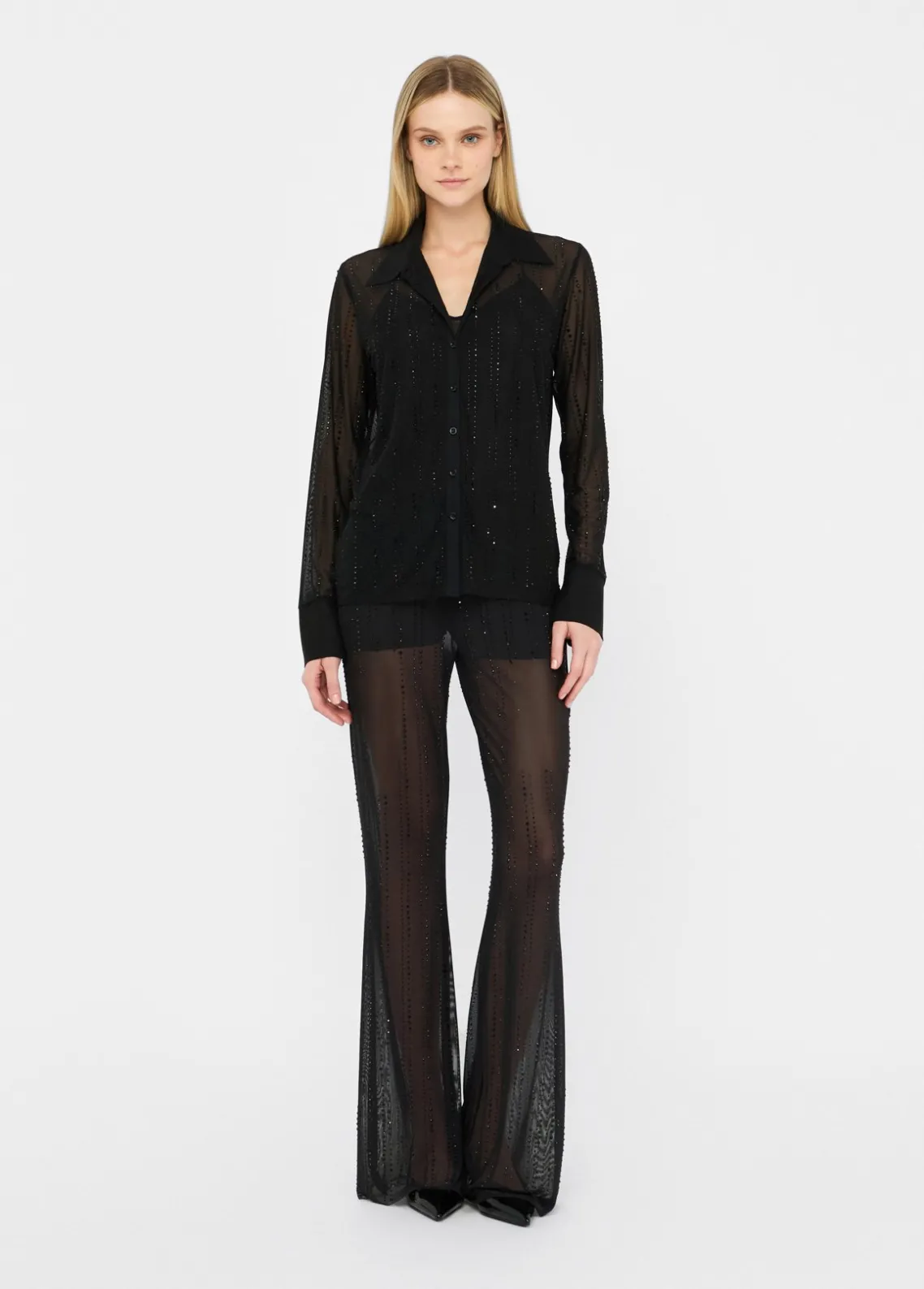Liu Jo Pantalón de tul con strass-Mujer Pantalones