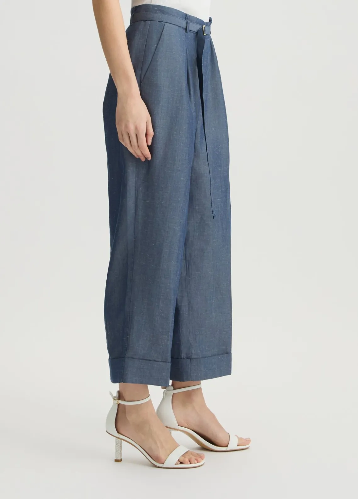 Liu Jo Pantalón en mezcla de lino-Mujer Pantalones|Tailleur