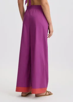 Liu Jo Pantalón palazzo de algodón-Mujer Moda Baño|Pantalones