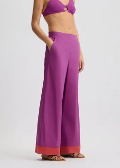 Liu Jo Pantalón palazzo de algodón-Mujer Moda Baño|Pantalones