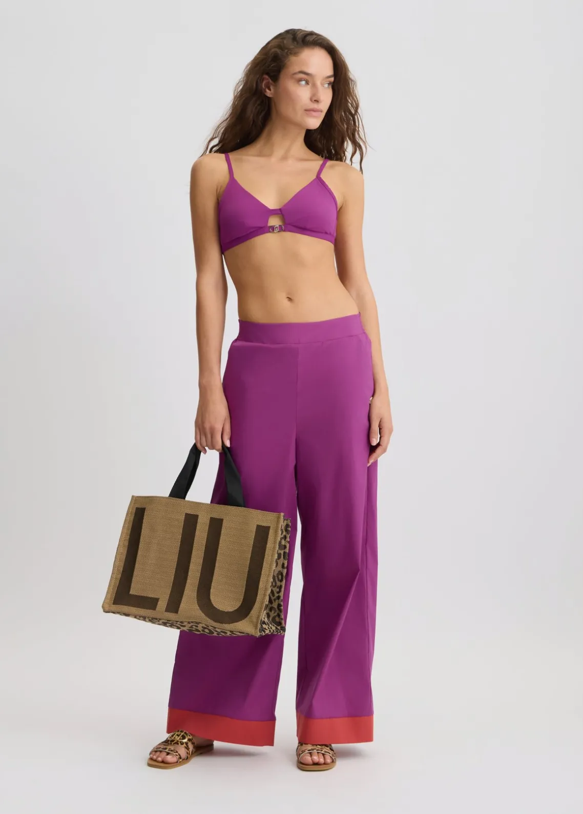 Liu Jo Pantalón palazzo de algodón-Mujer Moda Baño|Pantalones