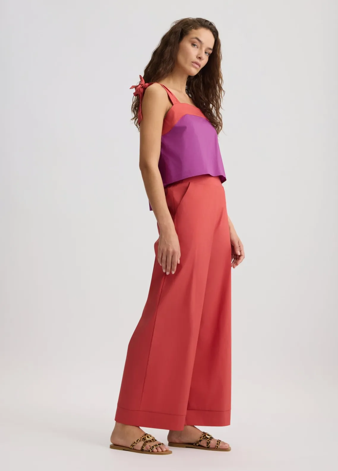 Liu Jo Pantalón palazzo de algodón-Mujer Moda Baño|Pantalones