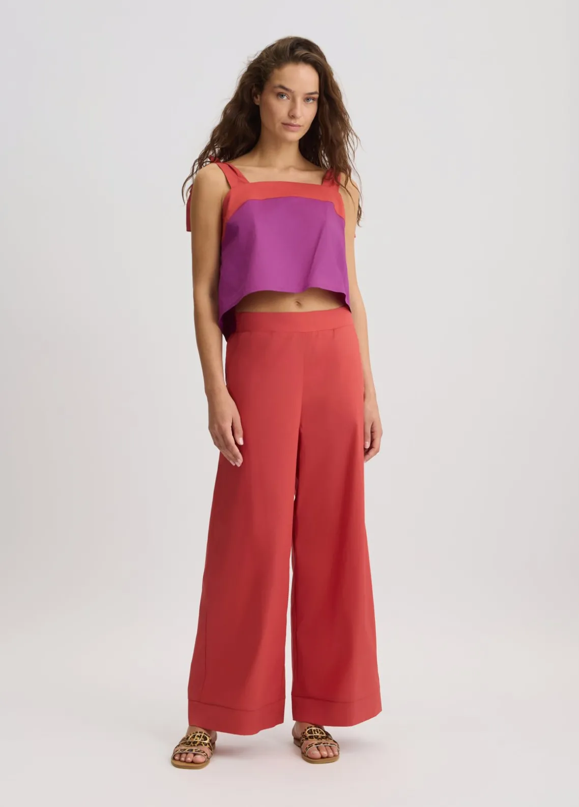 Liu Jo Pantalón palazzo de algodón-Mujer Moda Baño|Pantalones