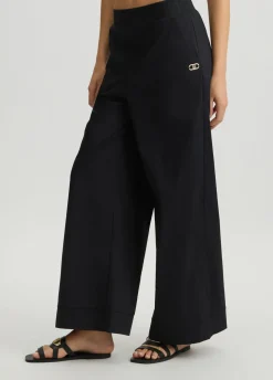 Liu Jo Pantalón palazzo de algodón-Mujer Moda Baño|Pantalones