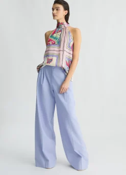 Liu Jo Pantalón palazzo de lino y algodón-Mujer Pantalones|Tailleur