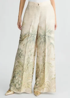 Liu Jo Pantalón palazzo de sarga estampado-Mujer Pantalones|Ceremonia