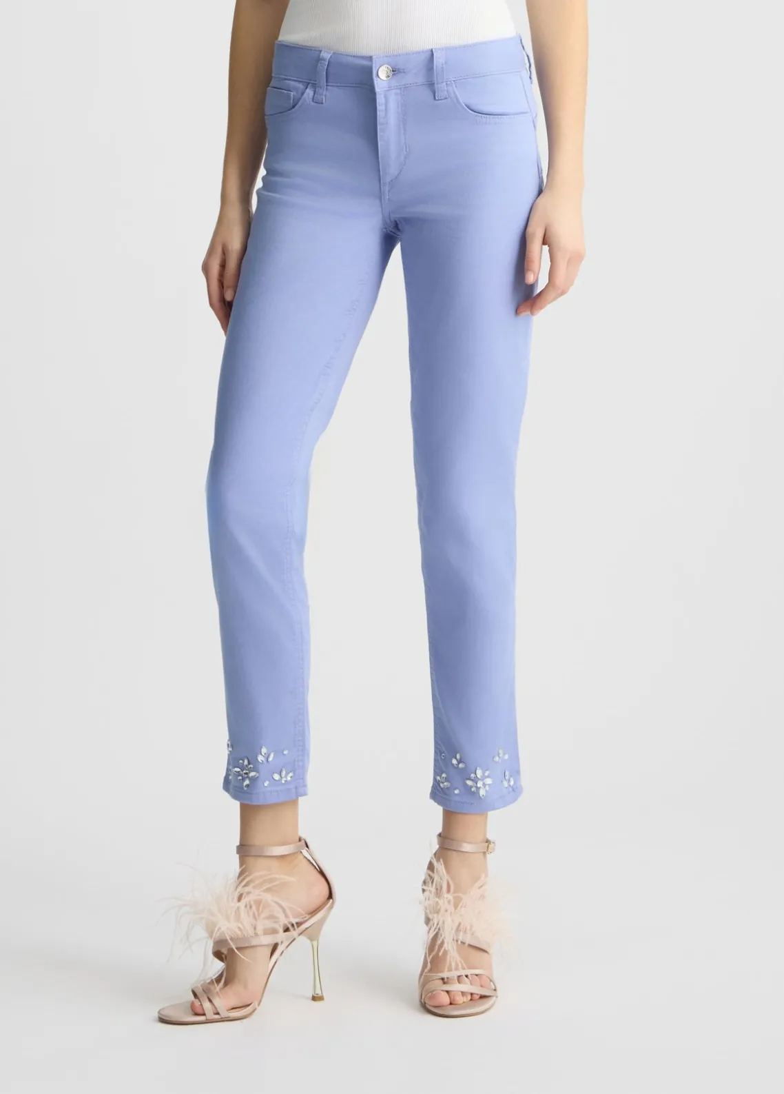 Liu Jo Pantalón pitillo con strass-Mujer Pantalones