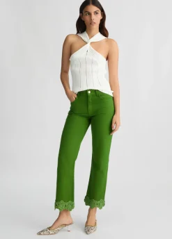 Liu Jo Pantalón recto con bordado de crochet-Mujer Pantalones
