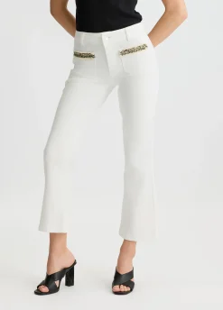 Liu Jo Pantalón tobilleros acampanados de algodón-Mujer Pantalones