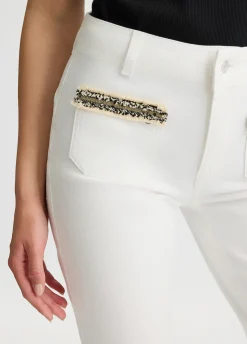 Liu Jo Pantalón tobilleros acampanados de algodón-Mujer Pantalones