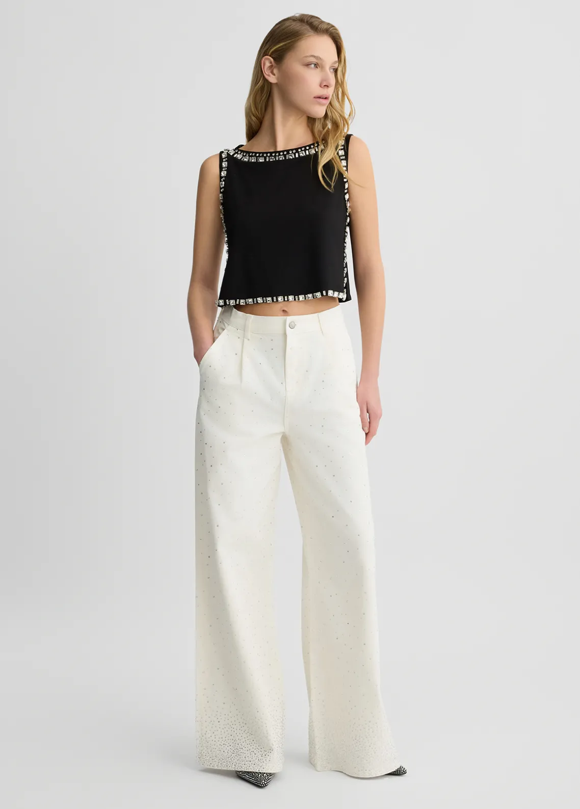 Liu Jo Pantalones acampanados con strass-Mujer Pantalones